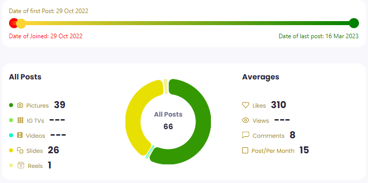 Instagram account statistics