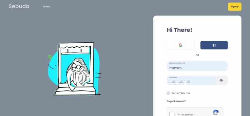 Sign Up on Sebuda